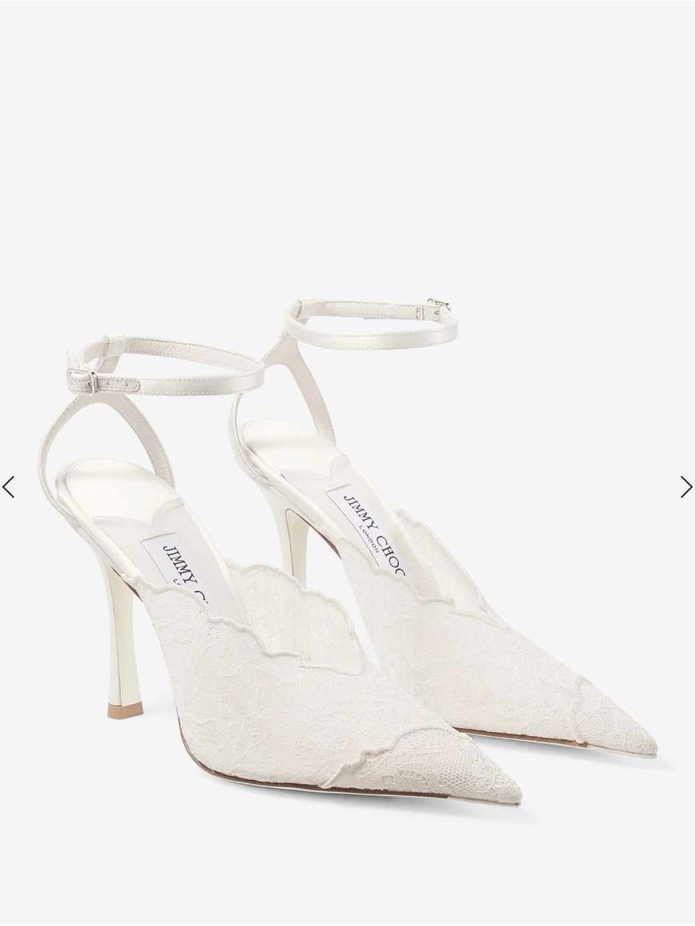 Jimmy Choo Ivory Lace Ankle-Strap Pointed-Toe Heels Faiz 100
